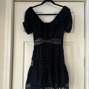 Free People Womens Cruel Intentions Crochet-Lace black Mini Dress